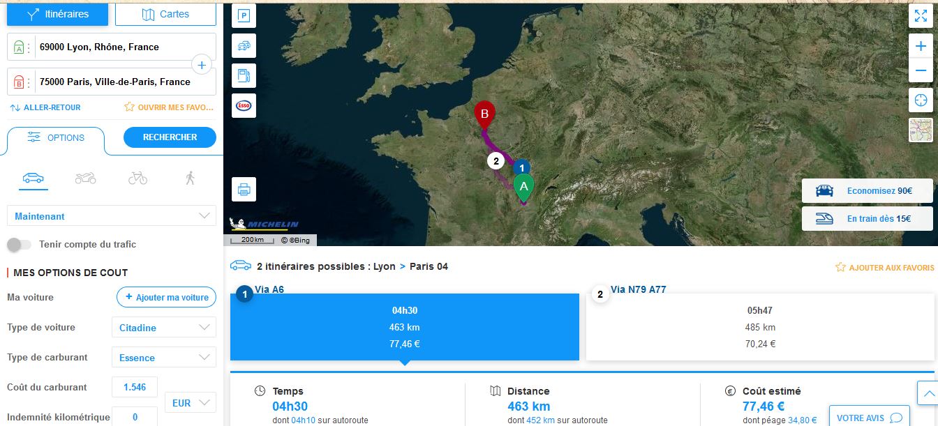 vue satellite viamichelin